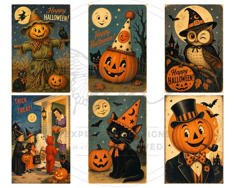 Vintage Halloween Images, Halloween Illustrations, Happy Halloween (Digital Download) image 6