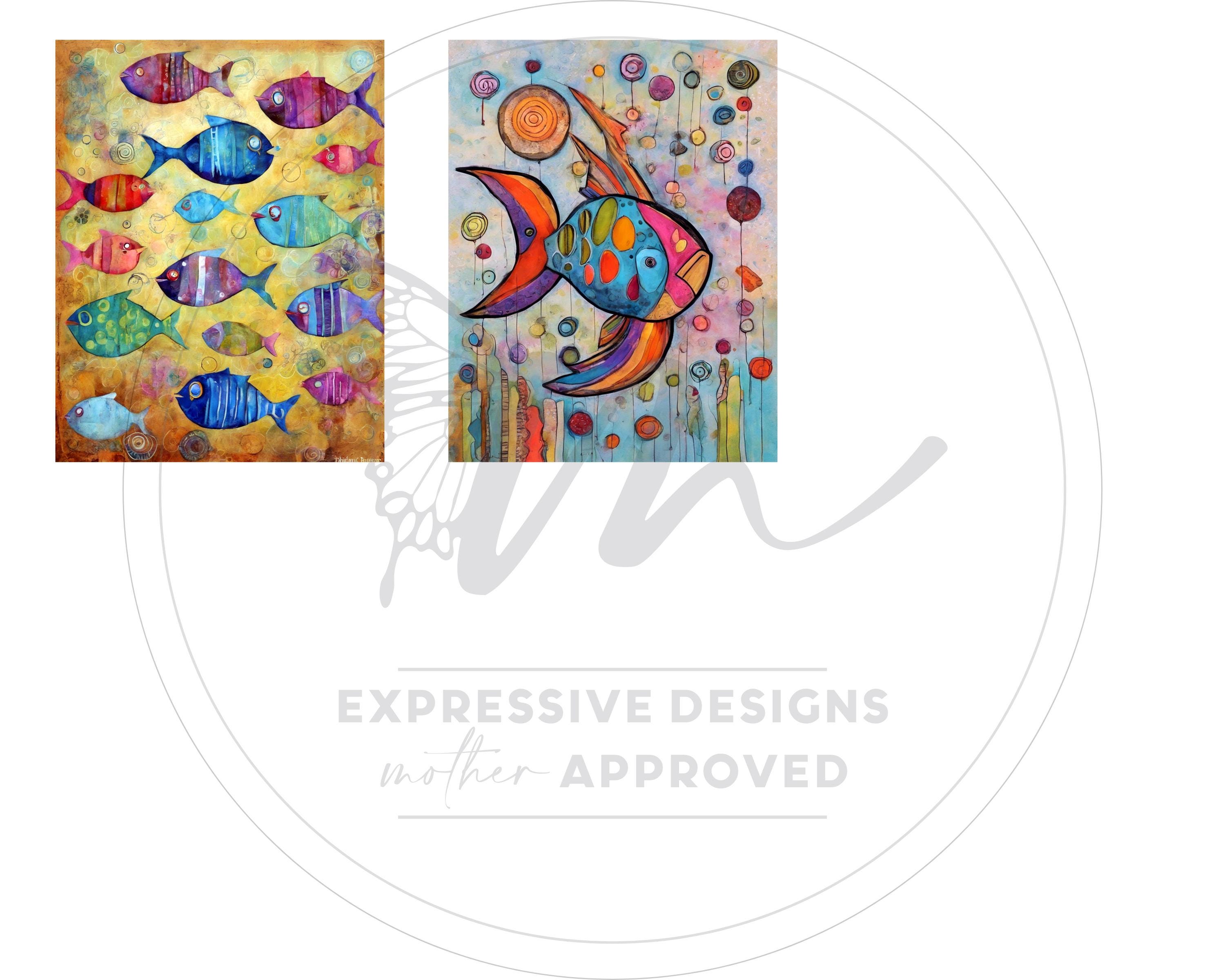 Abstract Fish Doodle Art Images, Printable Junk Journal (digital ...