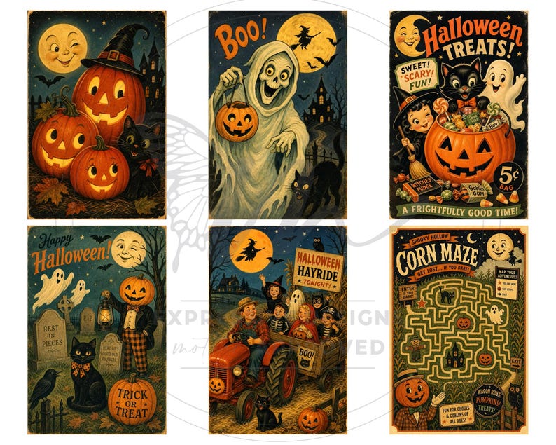 Vintage Halloween Images, Halloween Illustrations, Happy Halloween (Digital Download) image 5