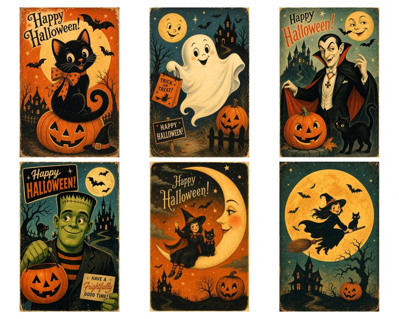 Vintage Halloween Images, Halloween Illustrations, Happy Halloween (Digital Download) image 3