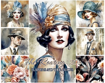 Flapper Junk Journal Cards, Roaring 20s Ephemera (Digital Download)