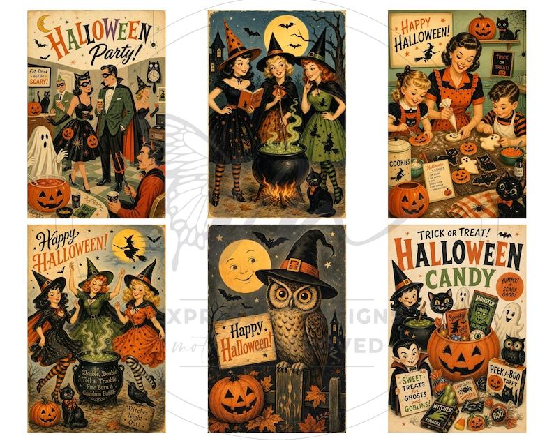 Vintage Halloween Images, Halloween Illustrations, Happy Halloween (Digital Download) image 7