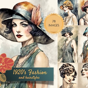 1920s Fashion Images, Hairstyles Art, Printable Junk Journal (Digital Download)