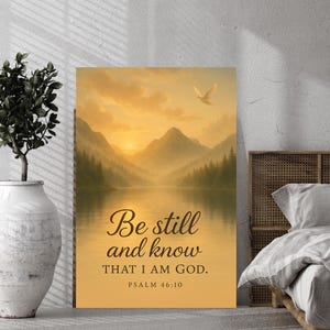Be Still and Know That I Am God – Psalm 46:10 | Christian Bible Verse Wall Art | Digital Download Scripture Print | Faith-Based Home Decor