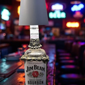 Custom Made to Order Jim Beam Bottle with Rechargeable Lamp Shade
