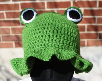 Crochet Frog Bucket Hat - Adult