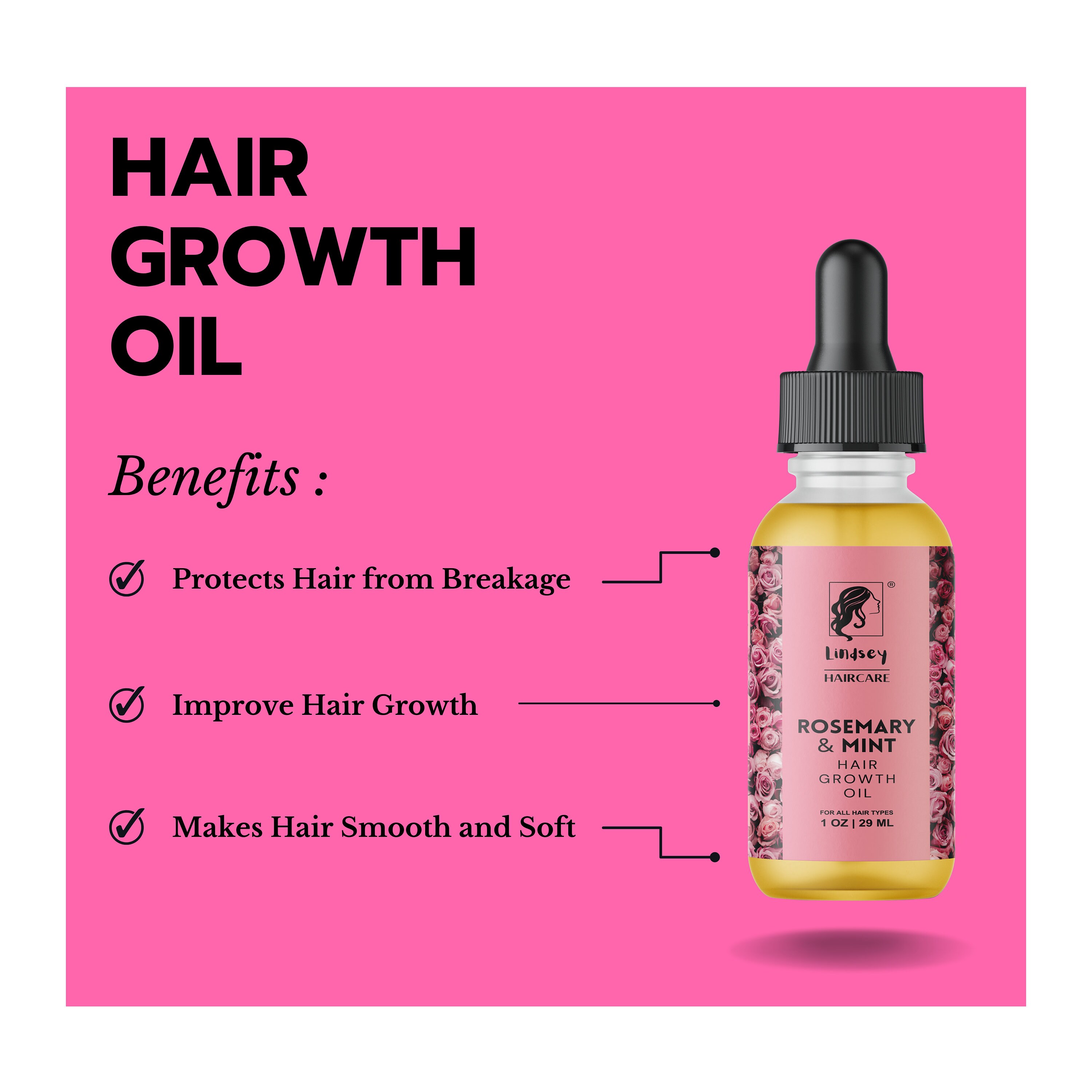 Rosemary Hair Oil, Hair Growth Oil Infused With Rosemary & Mint, All Natural Hair Serum, Regrow