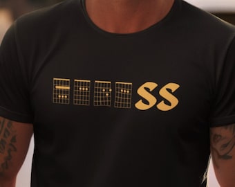 Camisa de acordes de guitarra, camiseta de acordes con un toque, camiseta de regalo perfecta para guitarrista, regalo de músico amante de la música, idea única de regalo de guitarra, camiseta musical