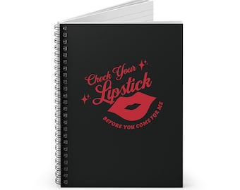 RuPaul's Drag Race Spiral Notebook (Nero) - Controlla il tuo rossetto prima di venire a prendermi / RPDR / Regali / Orgoglio / LGBTQ+