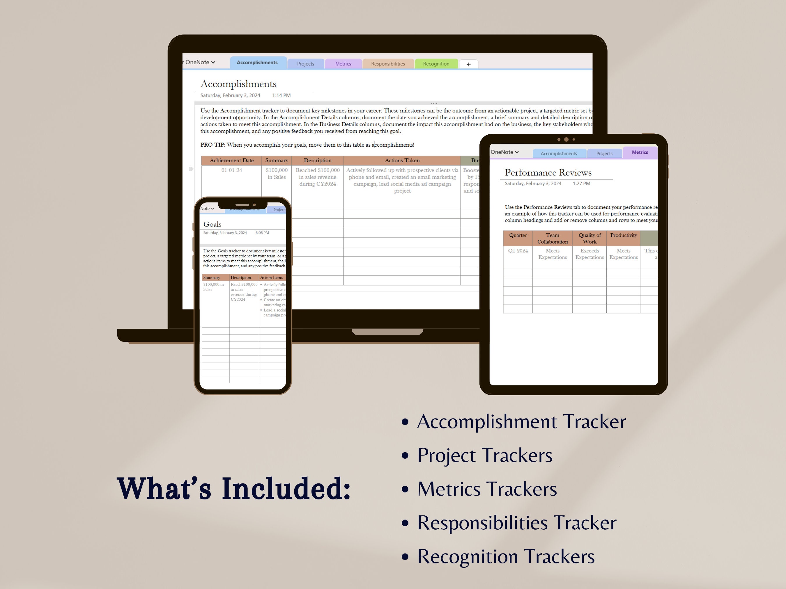 Onenote Brag Book Template Career Tracker (digital