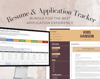 Resume Template Bundle: Job Application Tracker, Cover Letter (Digital Download)