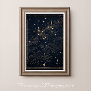Gráfico de impresión digital de la Vía Láctea, Mapa de descarga instantánea de las estrellas, Espacio sin fin descargable, Regalo de pareja, Nebulosa eterna de la galaxia