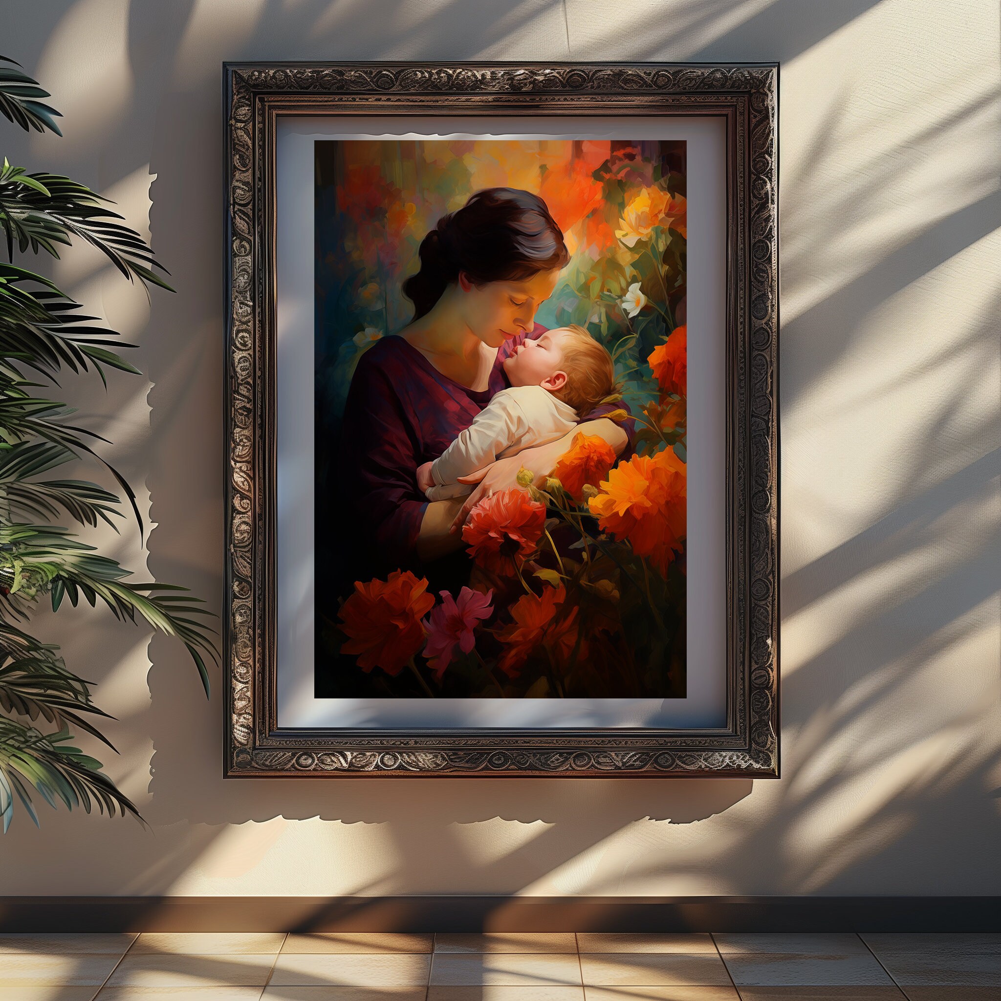 Mom and Child Painting Print, Printable Impressionism Art, Colorful ...