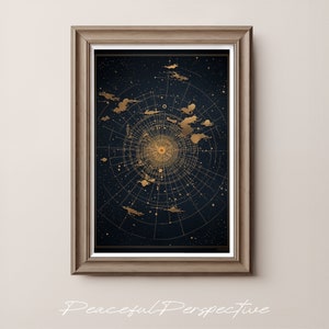 Impresión digital Gama dorada, Descarga instantánea Mapa de las estrellas, Espacio sin fin descargable, Regalo de pareja, Nebulosa Eterna Galaxia