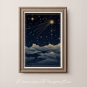 Universo de impresión digital sobre las nubes, Mapa de descarga instantánea de las estrellas, Espacio sin fin descargable, Regalo de pareja, Nebulosa eterna de la galaxia