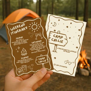 Camp Bachelorette, Invitation & Itinerary, Camp Bachelorette Decor, Editable Printable Invite Template, Bridal Party Invite, Girls Camp Trip