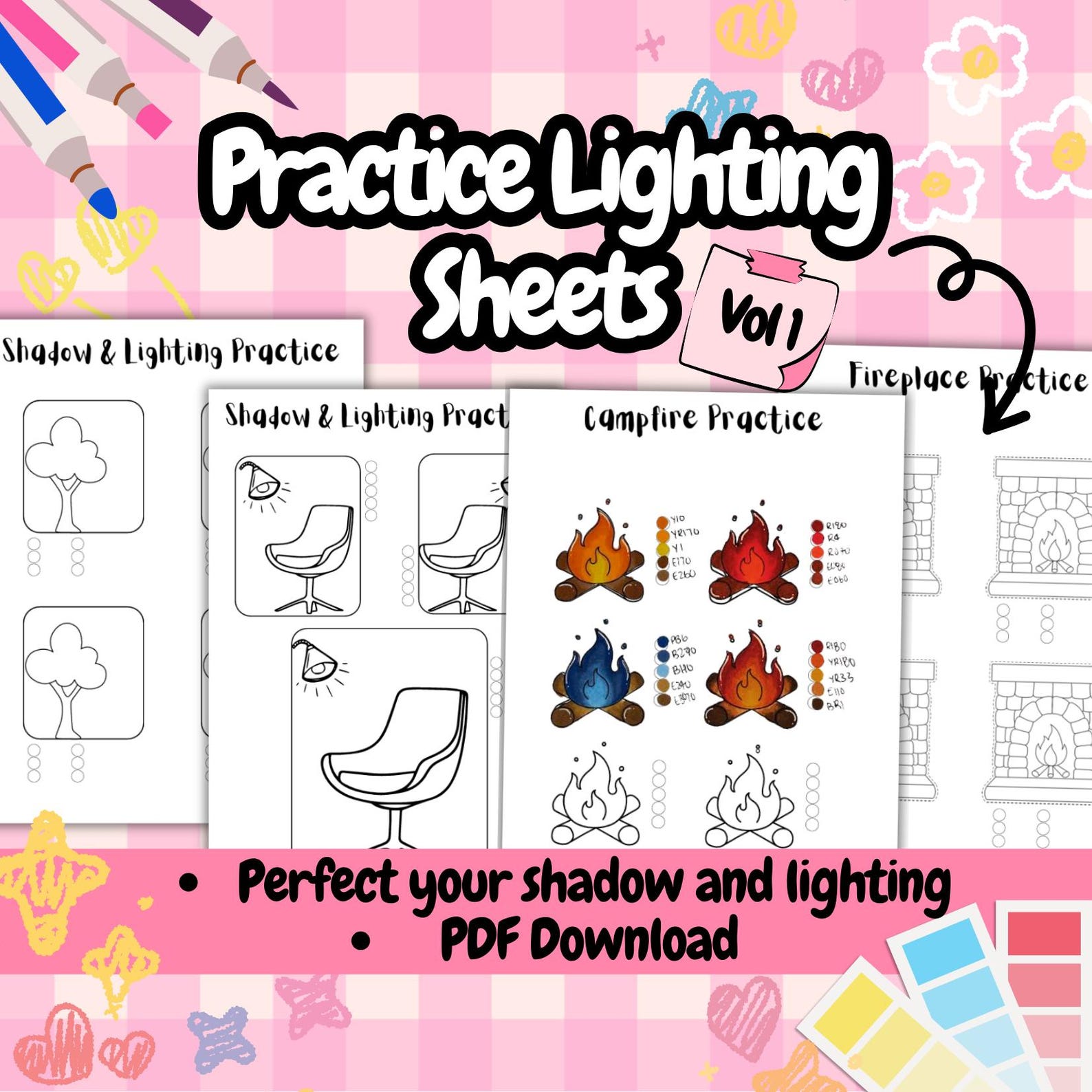 Printable Coloring Practice Sheets, Shadow & Lighting Techniques ...