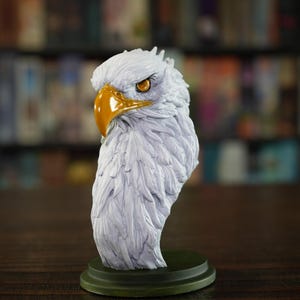 Hand-Painted Bald Eagle Head Bust  Unique Resin Art Décor  Wildlife Collectible