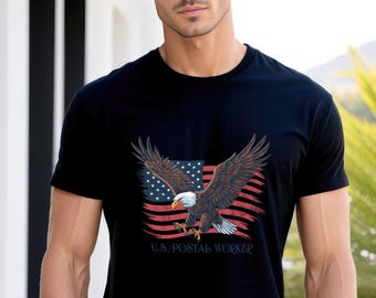 Camiseta Patriótica com Águia e Bandeira Americana | Orgulho dos Carteiros
