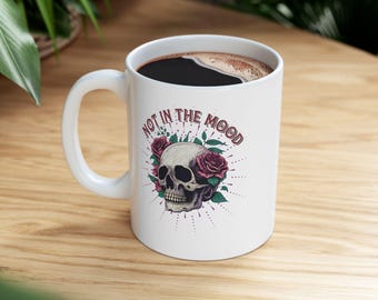 Not in the mood Ceramic Mug, (11oz, 15oz) cute fun mug humorous gift, cat lover mug, cat gift idea, co worker mug
