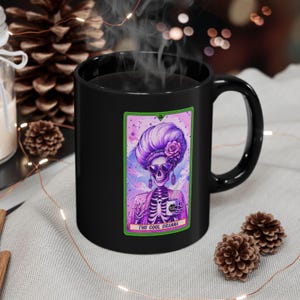 Avó Gram Crânio Esqueleto Caneca de café fofa Presente dos netos cartomante signos astrológicos do zodíaco leitor de cartas de tarô tarô assustador