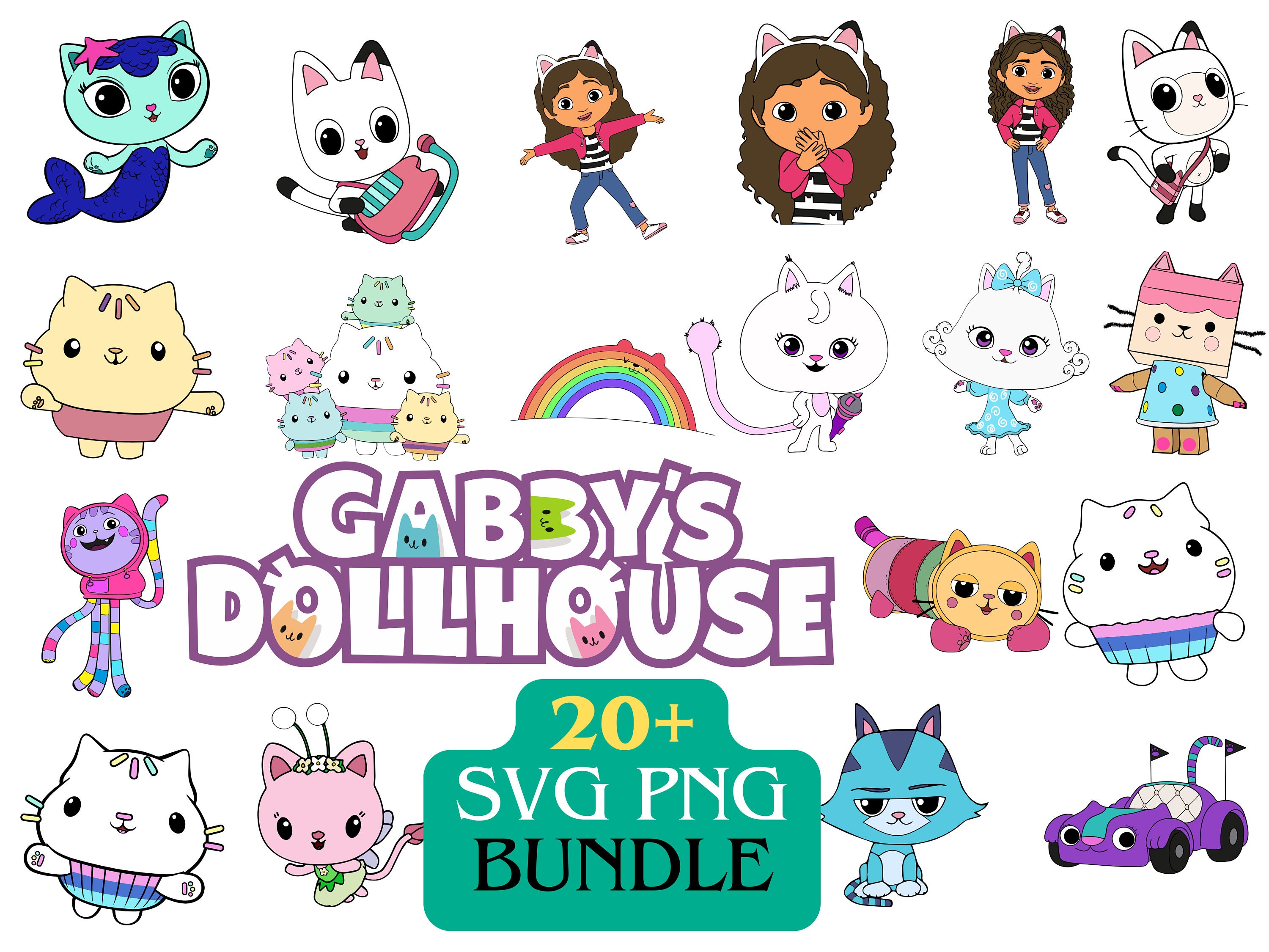 Gabbys Dollhouse SVG Bundle, Gabbys Dollhouse Font Svg, Gabbys