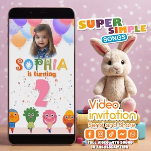 Invitación de video de cumpleaños de canciones súper simples, invitación de fiesta de canciones súper simples, invitación de cumpleaños de canciones súper simples personalizada
