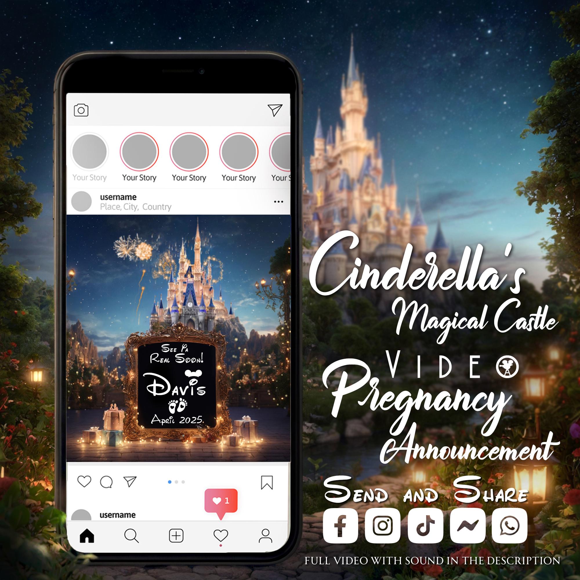 Cinderella Castle video Pregnancy Announcement,Magical Gender Neutral Baby Reveal,Gender Reveal Social Media Announcement,Gender Reveal