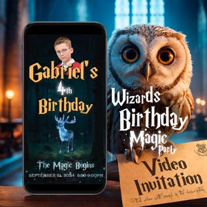 Wizard birthday party video invitation,Witches and patronus Animated Video,Custom Magical Invitation, Magic School Birthday Invitation