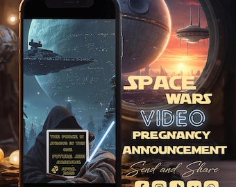 Space Wars video Pregnancy Announcement,Future Jedi Custom Pregnancy Announcement, Galactic Announcement,Gender Reveal Media Announcement