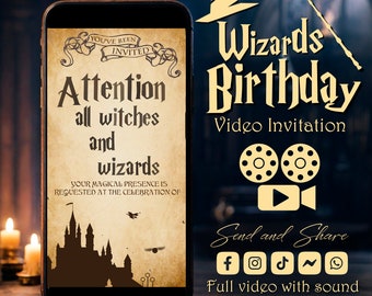 Wizard Birthday Video Invitation,Wizard Party Invitation,Animated Wizards Map Birthday invitation,Marauders Themed Invitation
