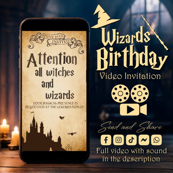 Wizard Birthday Video Invitation,Wizard Party Invitation,Animated Wizards Map Birthday invitation,Marauders Themed Invitation