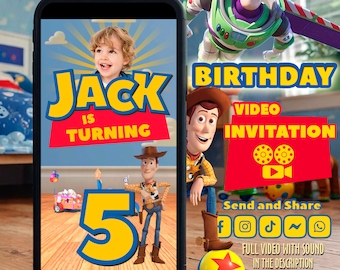 Toy Story Video Invitation,Toy Story Animated Invitation,Toy Story Digital Invitation,Buzz Lightyear birthday invitation,Toy Invitation