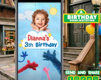Monster Birthday Video invitation,Red monster birthday video invitation,Colorful street party invitation,Party invitation for kids