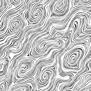 May include: Abstract black and white swirling pattern with a wood grain texture.