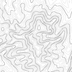Puede incluir: Diseño abstracto de mapa topográfico en blanco y negro con textura desgastada. Las líneas crean un patrón de remolinos de picos y valles.