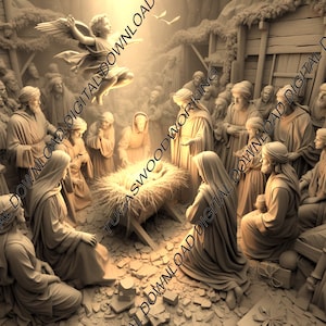 3D Jesus Christ Birth Laser Engraving illusion - .png | .jpg | .svg