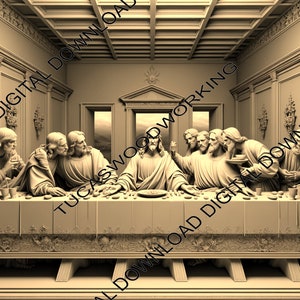 3D Last Supper Laser Engraving illusion - .png | .jpg | .svg