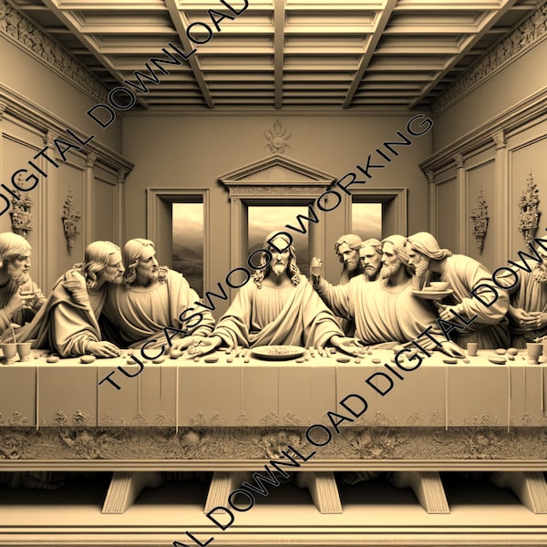 3D Last Supper Laser Engraving illusion - .png | .jpg | .svg