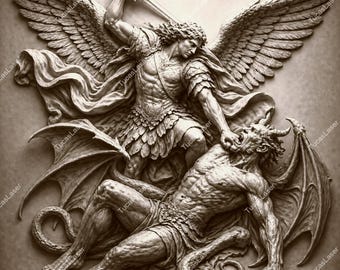 3D-lasergravure Burn - Angel vs Demon - digitaal downloadbestand - png-afbeelding
