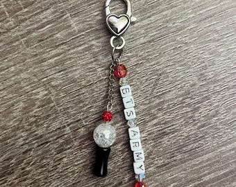BTS Army Bomb Light Stick Keychain w/ Silver Heart Clasp