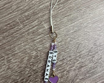 BTS Borahae Purple Heart Charm | Purple, White & Black | Perfect for Phone/Vape/Bag/Keys/Light Stick