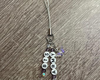 BTS Army Butterfly Charm | Purple, White & Black | Perfect for Phone/Vape/Bag/Keys/Light Stick