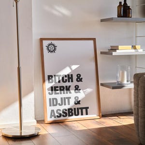 Póster de Supernatural / Perra, imbécil, idiota, gilipollas / Descarga digital / 8.5x11 - 11x17 - 18x24