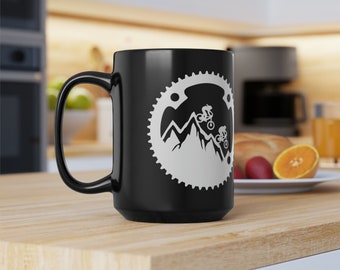 Couple's Mountain Biking Black Mug