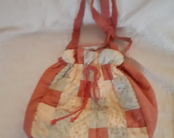 Sac cabas en patchwork fait main rose et bleu pastel