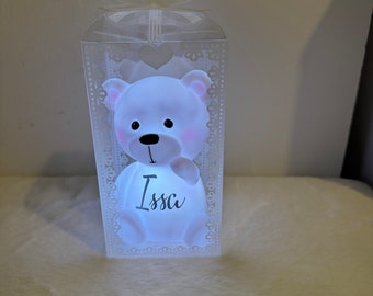 Teddy bear night light, luminous, personalized with first name, cute for children