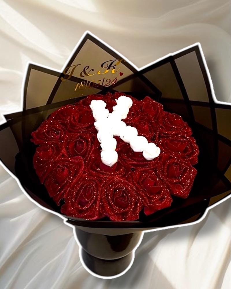 Initial glitter bouquet
