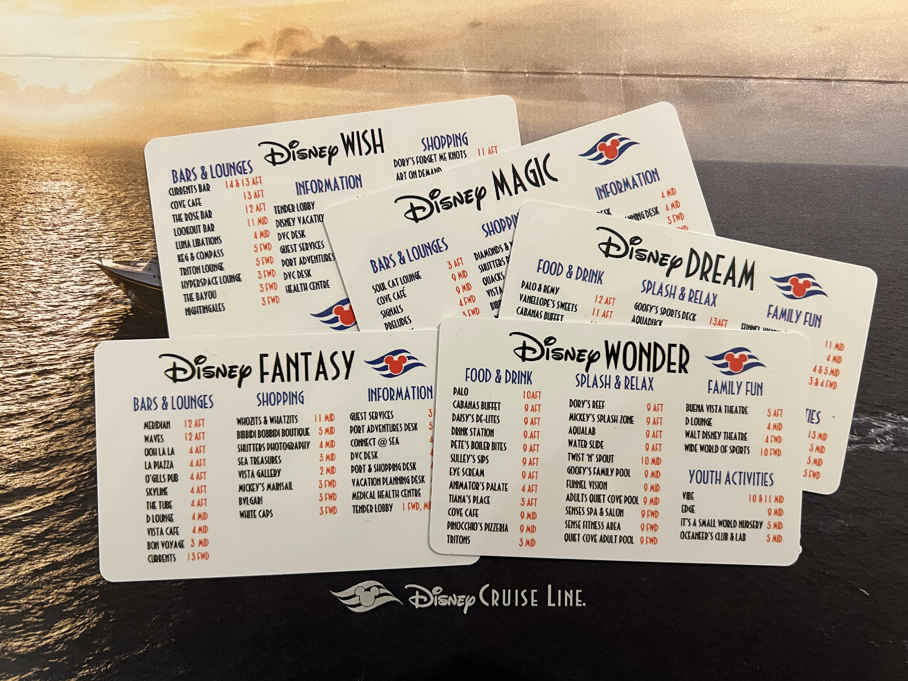 Disney Cruise Line Deck Cards | Wish | Dream | Fantasy | Magic