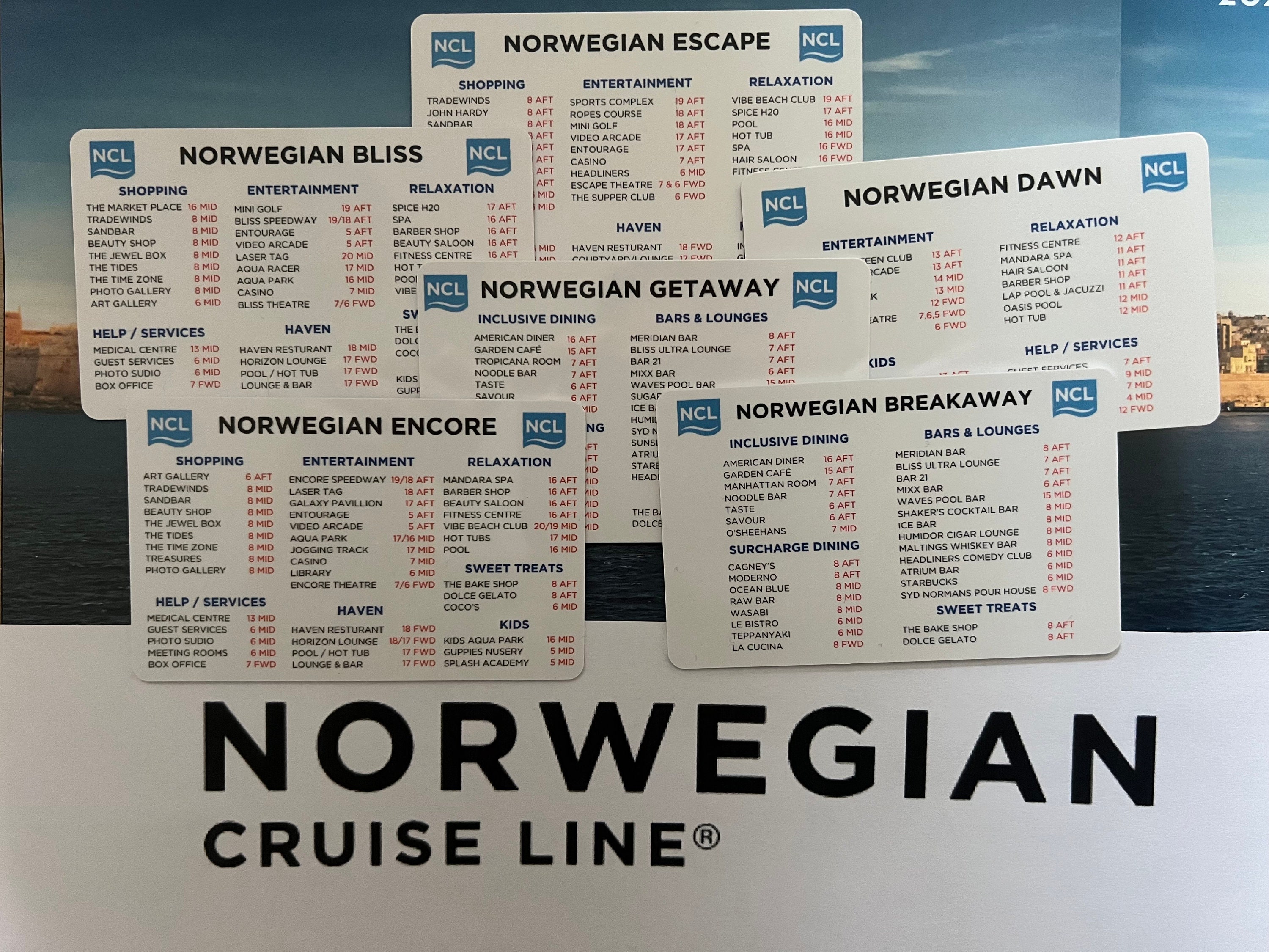 Norwegian Cruise Line Deck Card: Ship Guide
